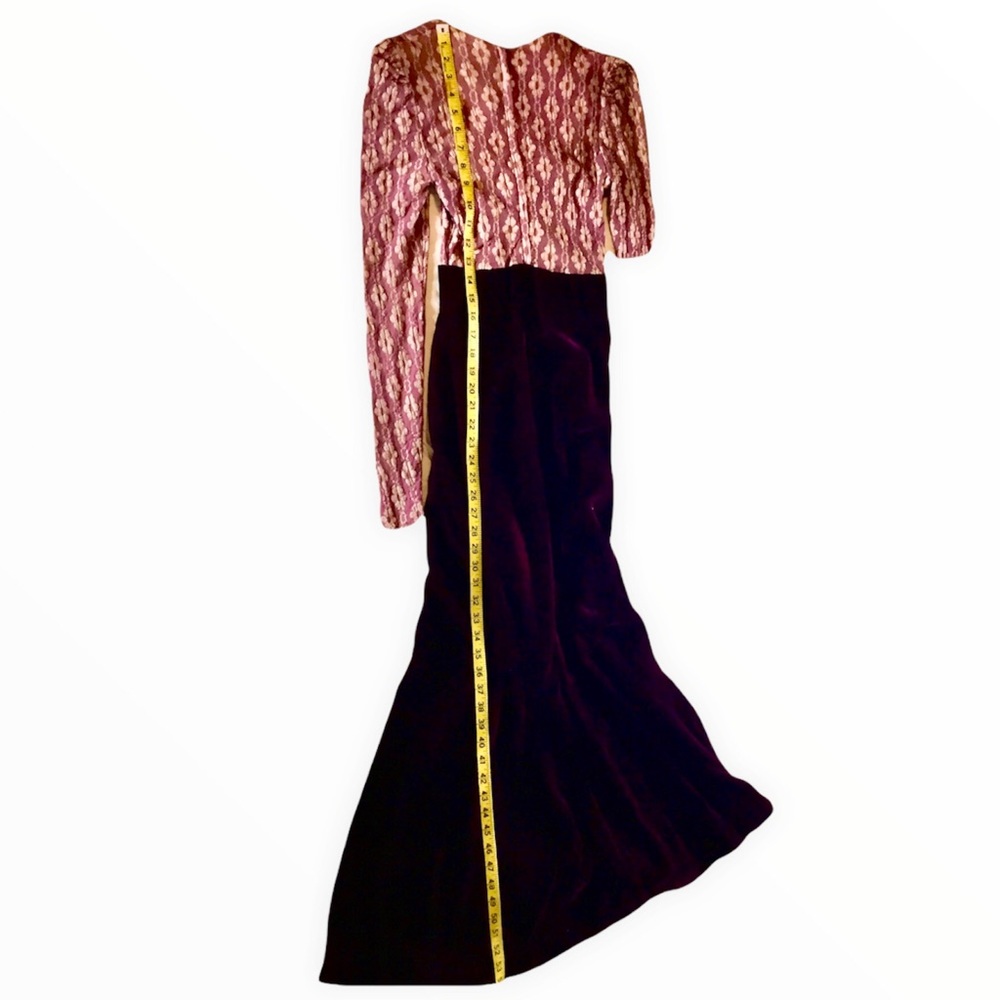 Vintage 70’s Young Inoccent Granny Core Dress Plum w/Purple Velvet Maxi - Picture 14 of 16